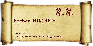 Macher Miklós névjegykártya