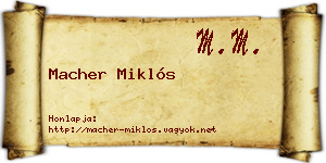 Macher Miklós névjegykártya