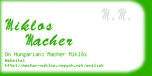 miklos macher business card